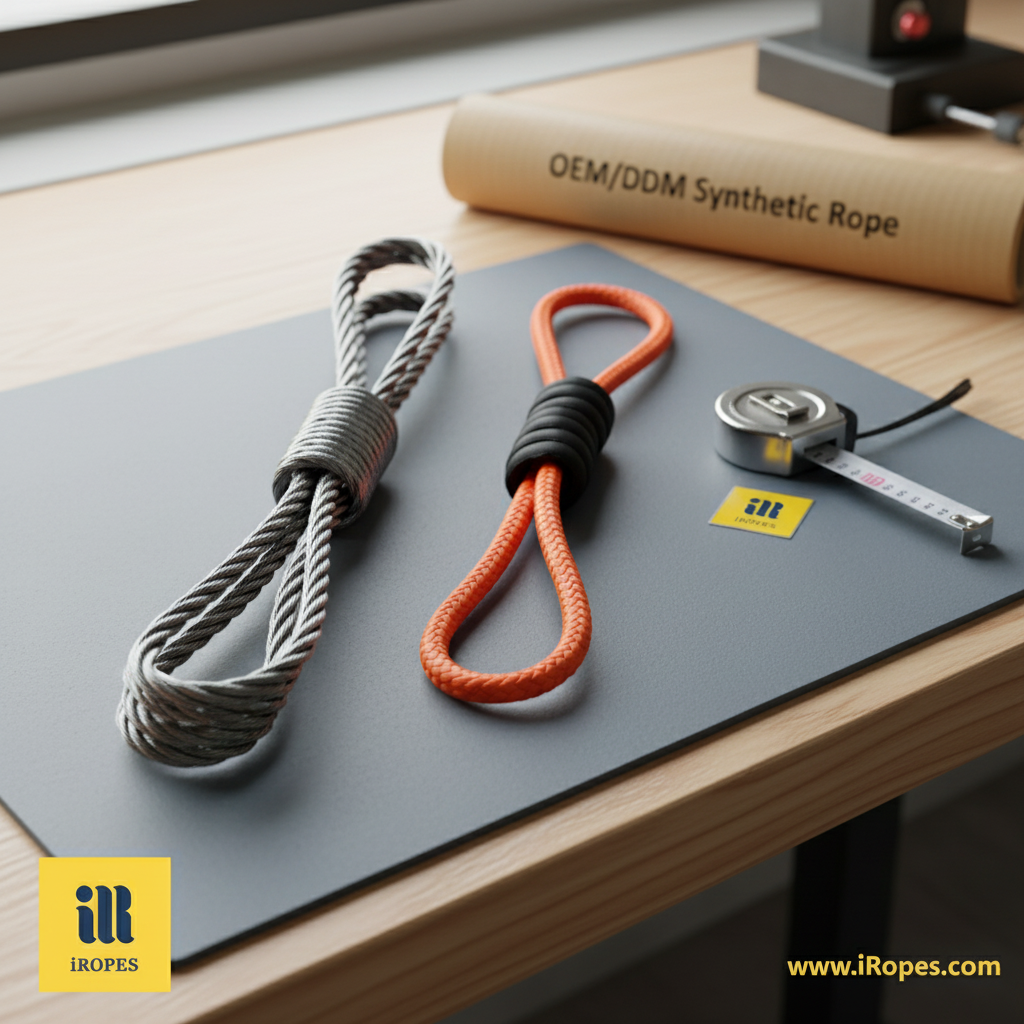 Side‑by‑side view of a steel‑cable wire rope come along and a bright orange HMPE synthetic rope come along, highlighting the thinner profile of the synthetic line and the heavier gauge of the steel cable