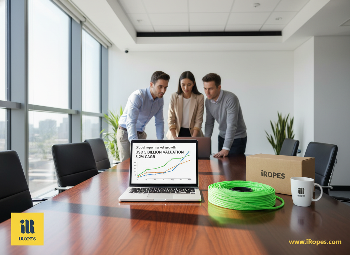 Global rope market growth chart showing USD 5 billion valuation and 5.2% CAGR