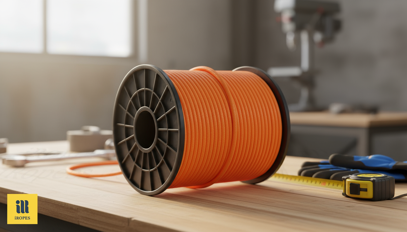 Close-up of polypropylene rope coil showing bright colour and smooth texture