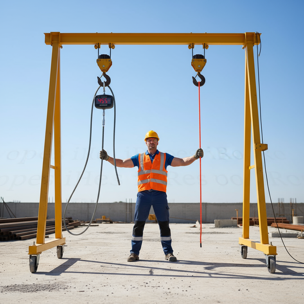 UHMWPE rope compared to steel wire rope showing tensile strength and weight difference