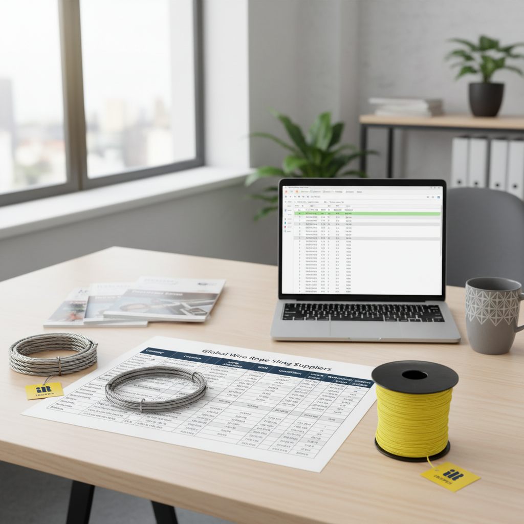 Comparison chart displaying major global wire rope sling suppliers, showing ISO certification, OEM capabilities, lead times, and IP protection levels