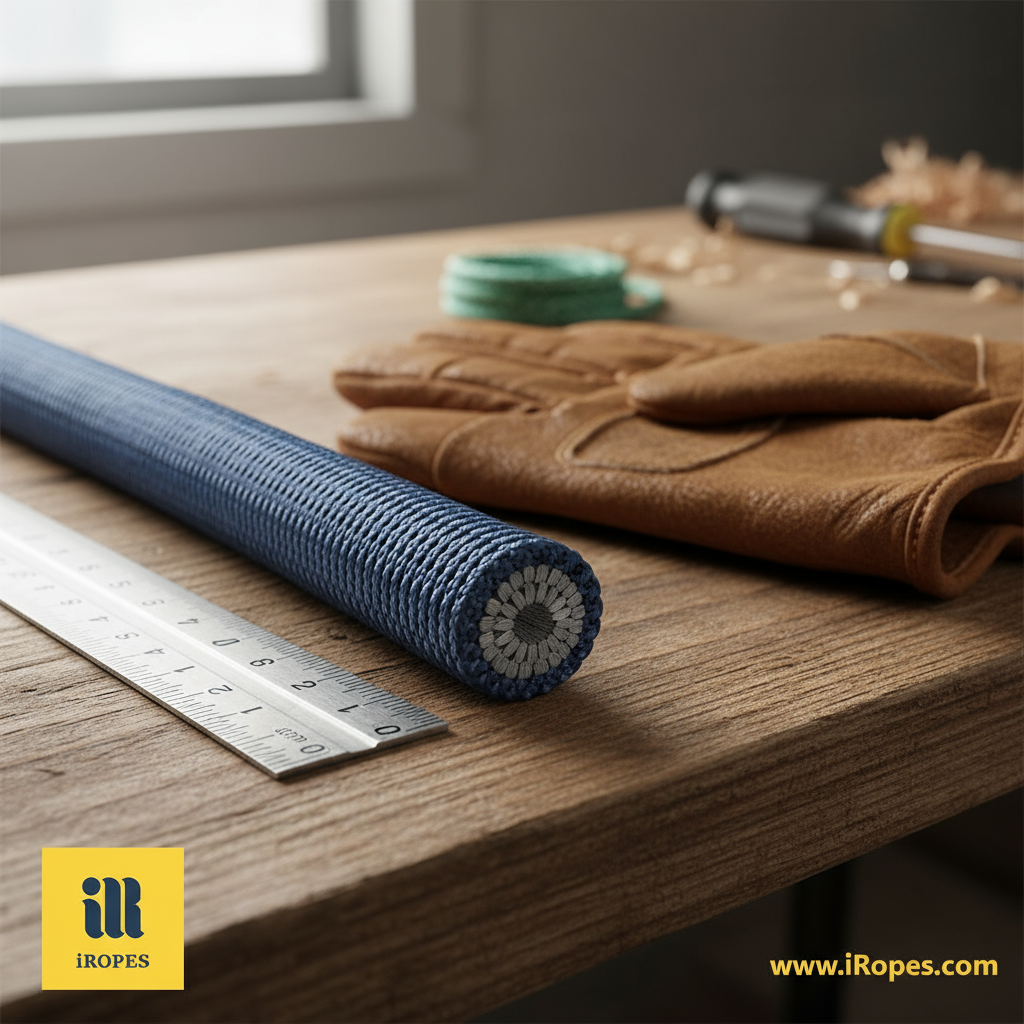 Cross‑section of a 10mm braid‑on‑braid rope showing 24‑plait outer cover and 12‑strand core