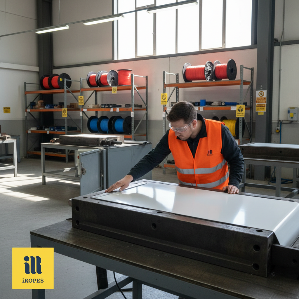 Compressed ultra high molecular weight polyethylene sheet emerging from a mold, showing smooth surface and uniform thickness