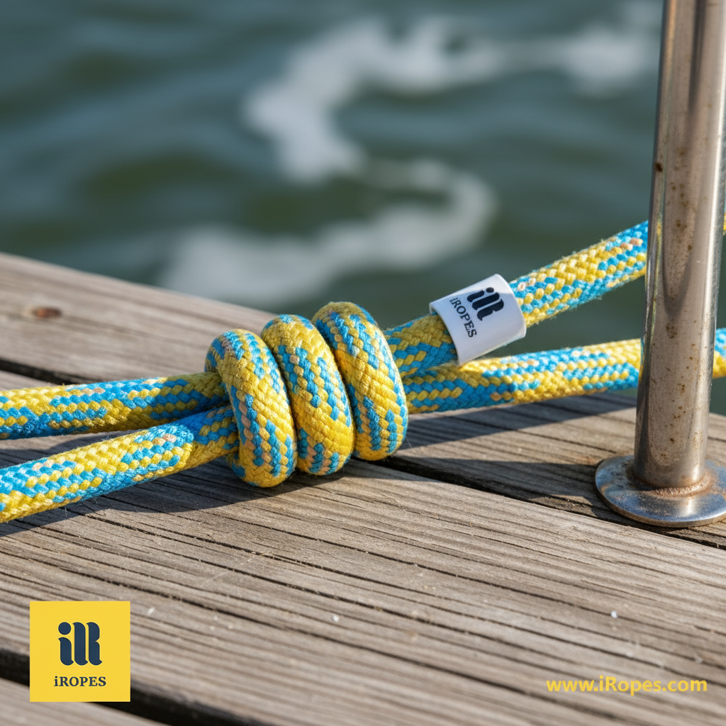 Close‑up of a rope splice showing the tightly tucked strands forming a clean eye loop, highlighting the retained strength of a proper splice