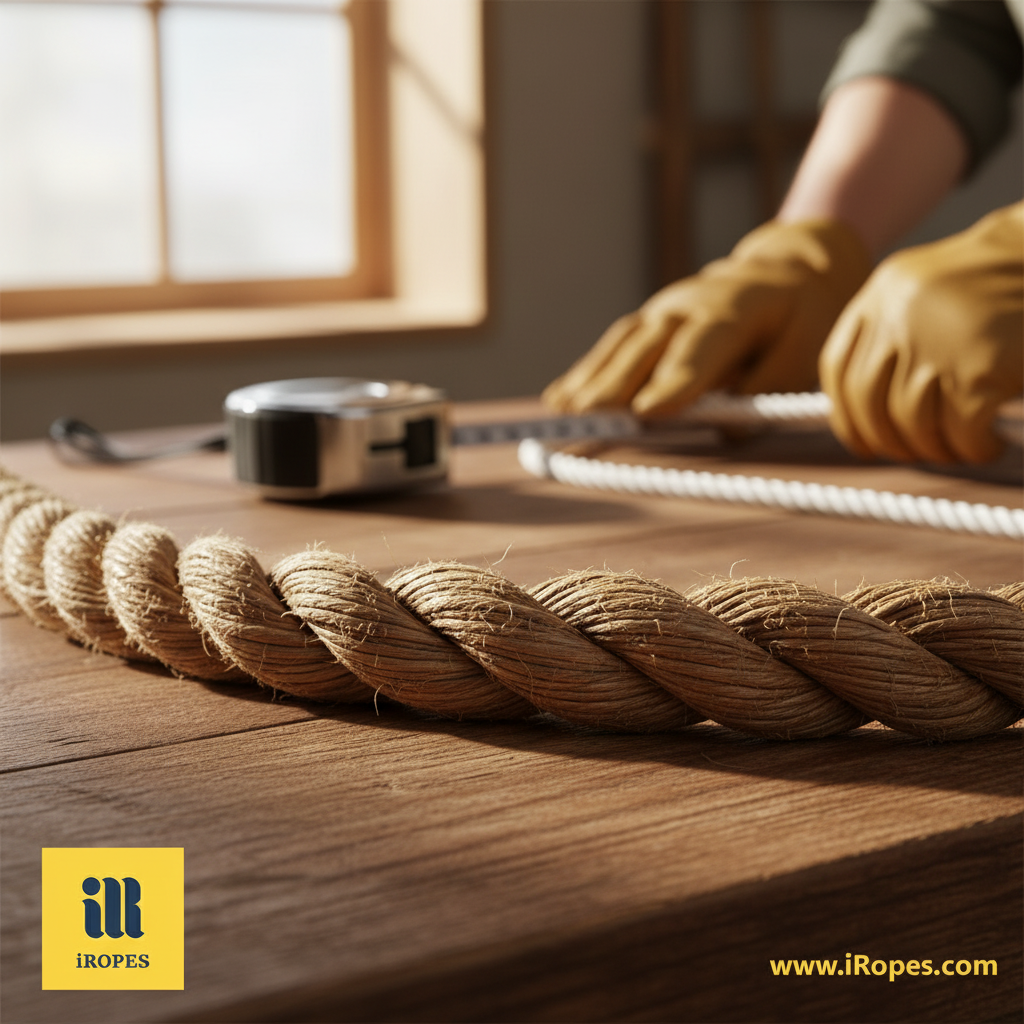 Close-up of Ravenox twisted manila rope showing three‑strand twisted construction and natural brown fibres