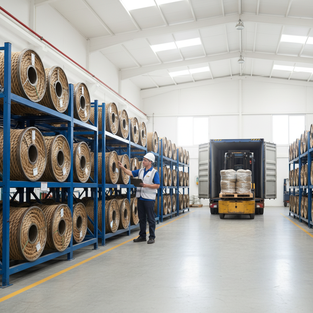 iRopes production floor showing spooled custom twisted manila rope ready for export