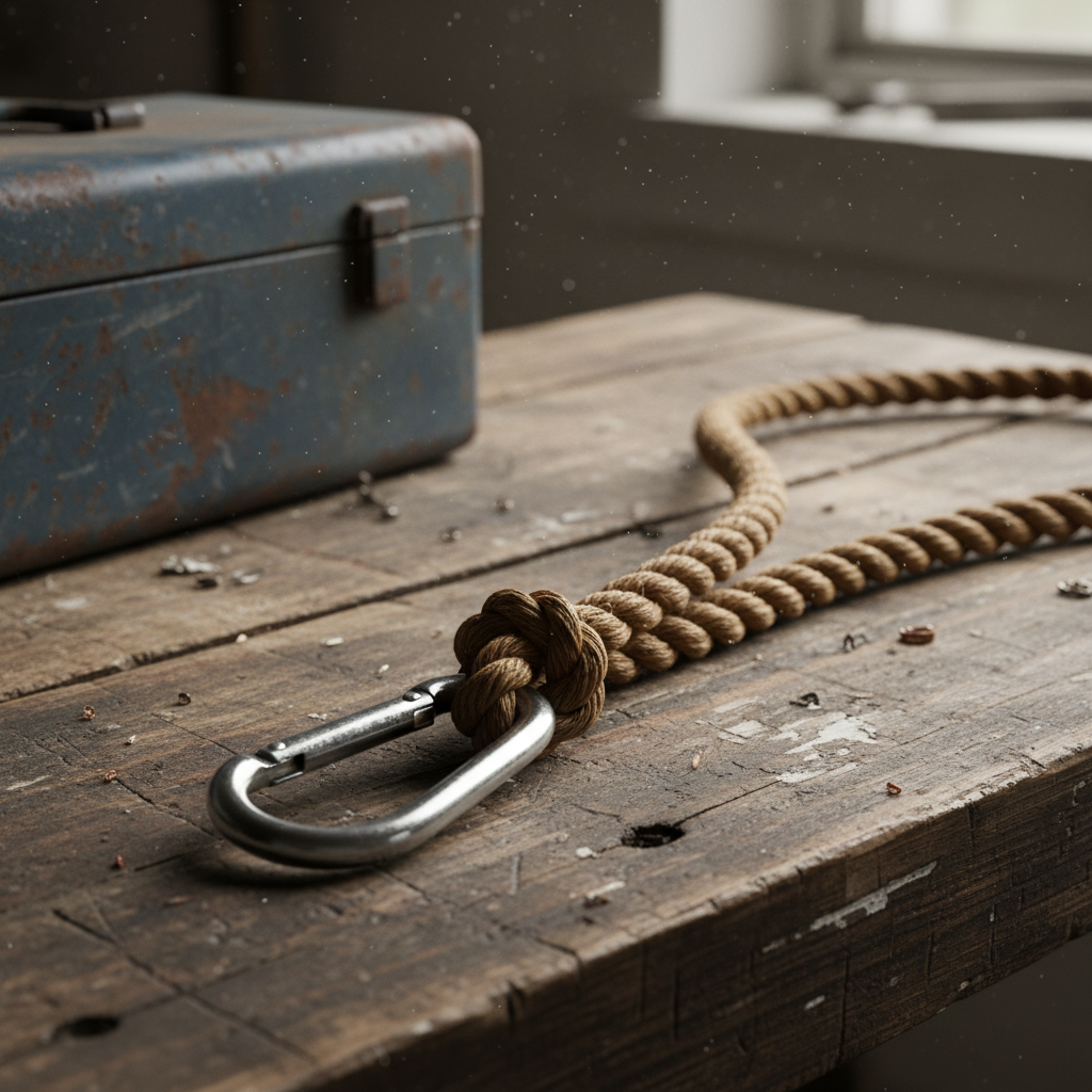 1‑इंच ट्विस्टेड मनीला रस्सी का क्लोज‑अप, जिसमें प्राकृतिक अबाका फाइबर, भूरे रंग और तीन‑स्ट्रैंड ट्विस्ट दिखाए गए हैं