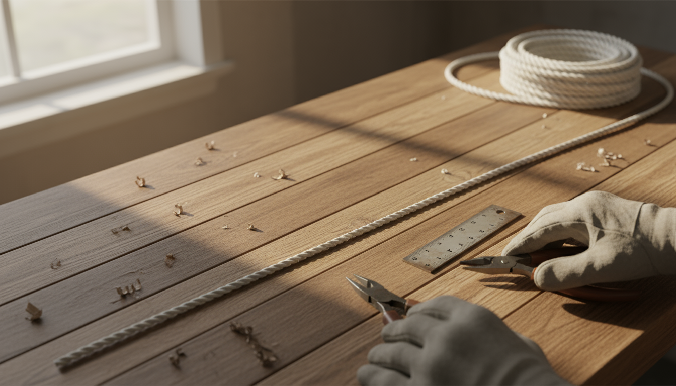 1/4‑इंच पतली ट्विस्टेड नायलॉन कॉर्ड का क्लोज‑अप, जिसमें तीन‑स्ट्रैंड निर्माण और लचीले फ़ाइबर दिखाए गए हैं