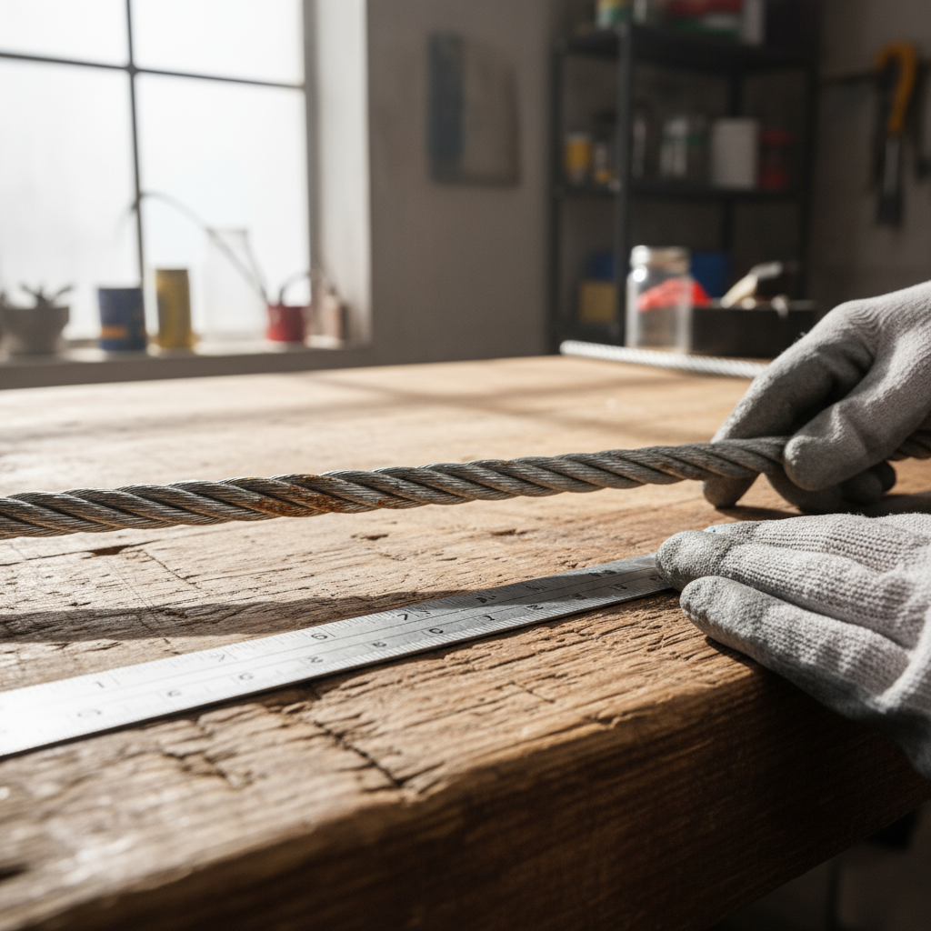 Close-up of a 1/2 inch galvanized steel cable showing the 6x19 wire layout and protective coating