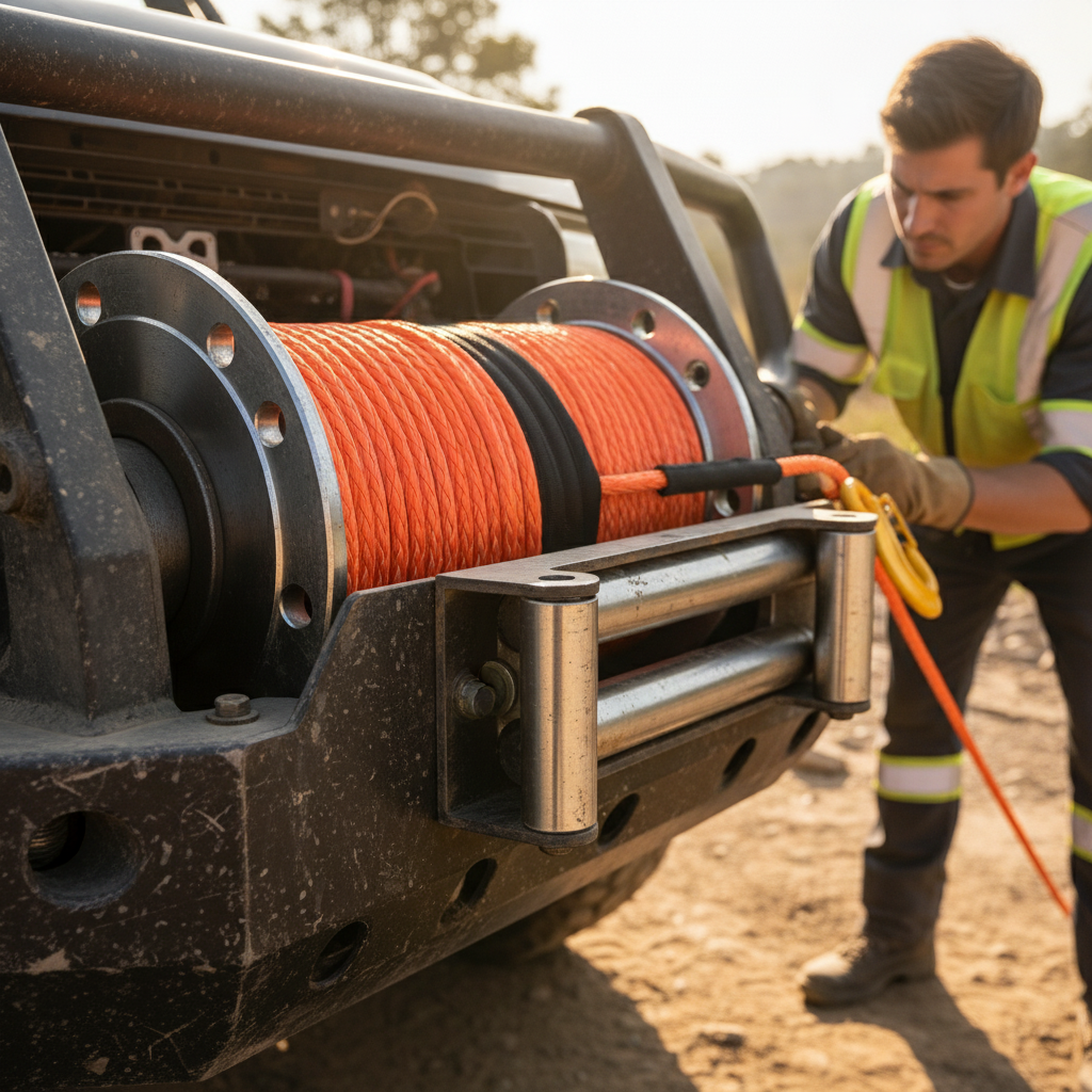Cross‑section of a winch drum showing deep V‑groove, wide flange, and smooth bearing surface that guide rope layers