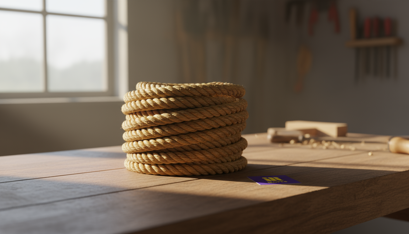 Coiled 1.5-inch Manila rope made from abaca fibres, showing natural brown texture and twisted construction