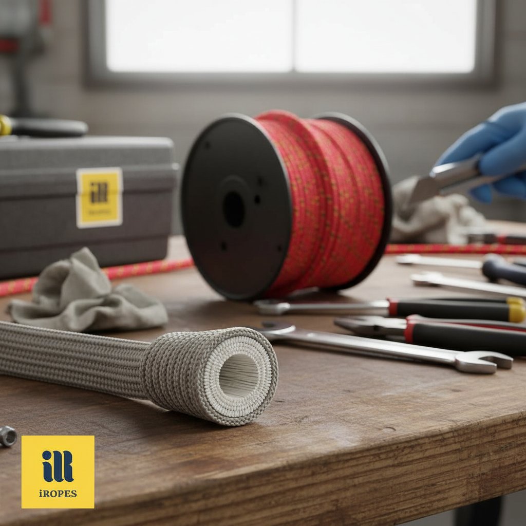 لاتکس بنجی رسی کا کراس سیکشن دکھاتا ہے قدرتی لاتکس کور کو بریڈ پولیسٹر شیئث میں لپٹے ہوئے، لچکدار اندرونی تہہ اور حفاظتی بیرونی بناؤ کو نیوٹرل رنگوں میں نمایاں کرتے ہوئے دیرپا بصریकरण کے لیے