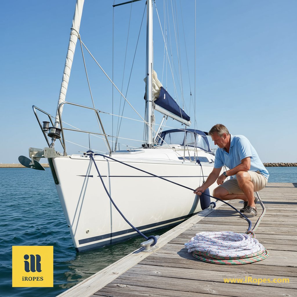 Marinada bağlanmış yelkenli, ana pruva ve pupa ipleri, gergin ileri ve geri yay ipleri ve tampon ipleriyle gövde boyunca asılı bumperlar, hafif dalgalar arasında